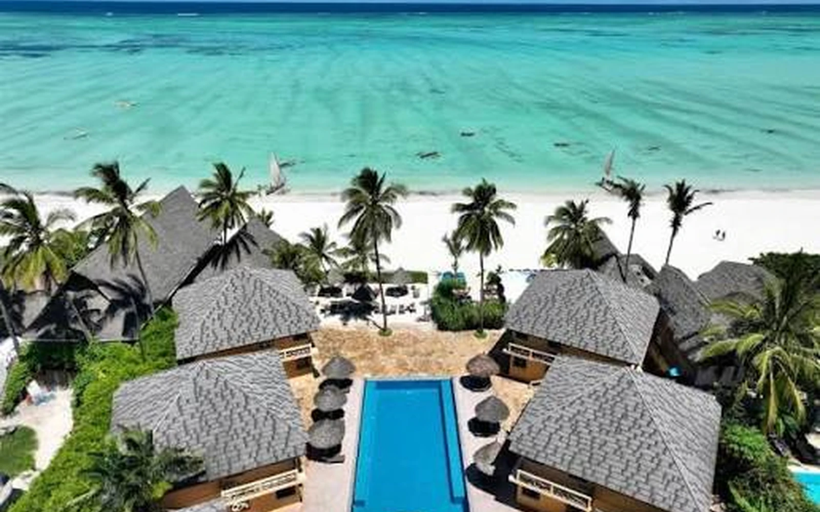 Zanzibar beach resort and turquoise Indian Ocean